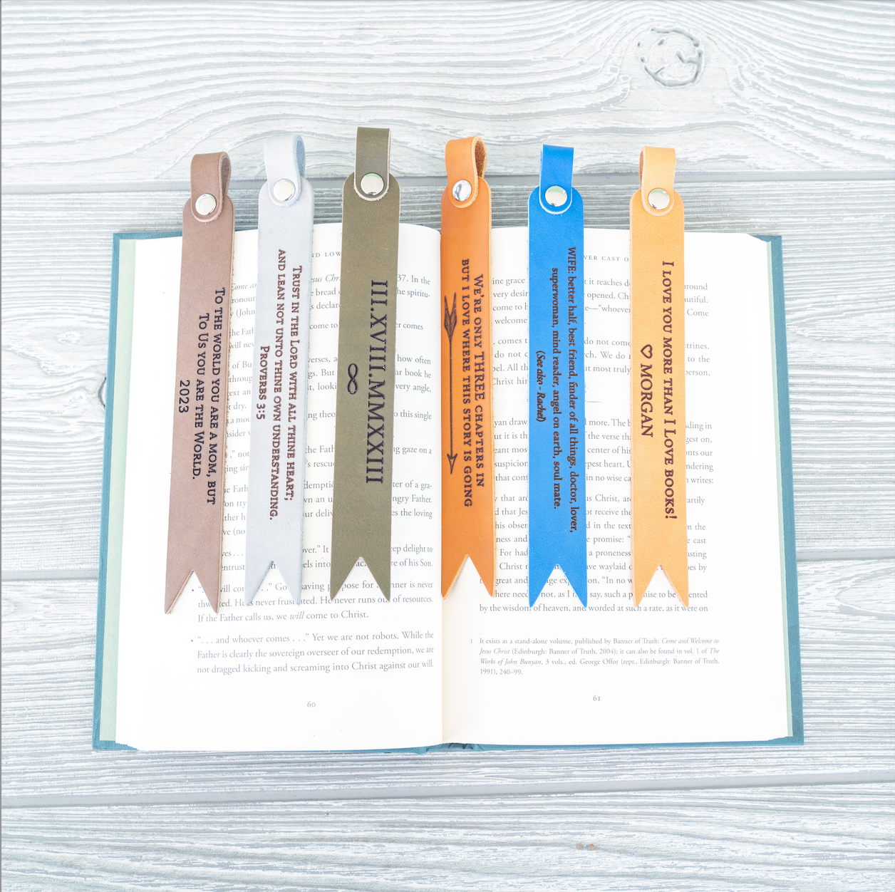 Personalized Leather Bookmark - Button Tassel