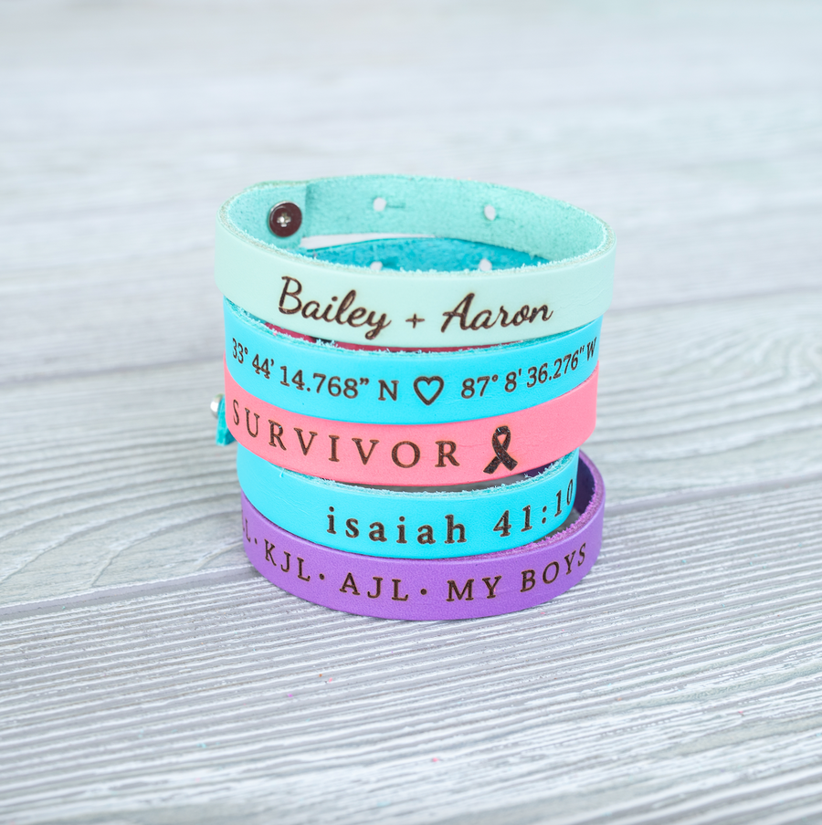 Personalized Leather Bracelet for Girls Pastel Edition