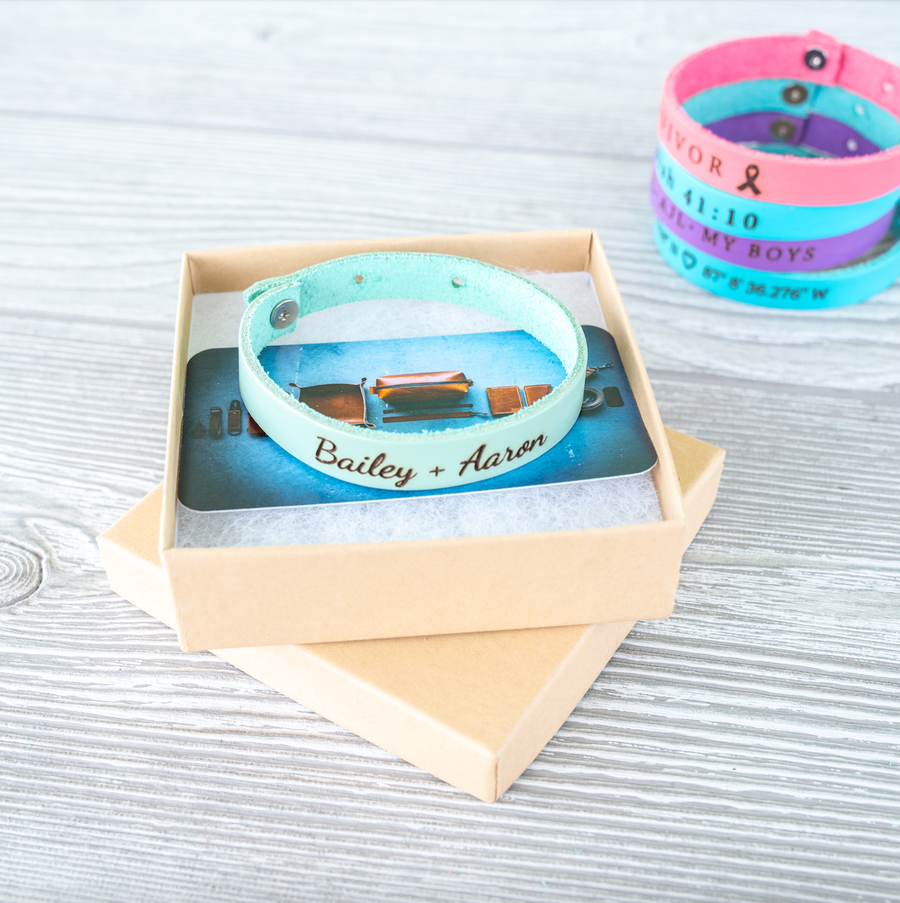 Personalized Leather Bracelet for Girls Pastel Edition