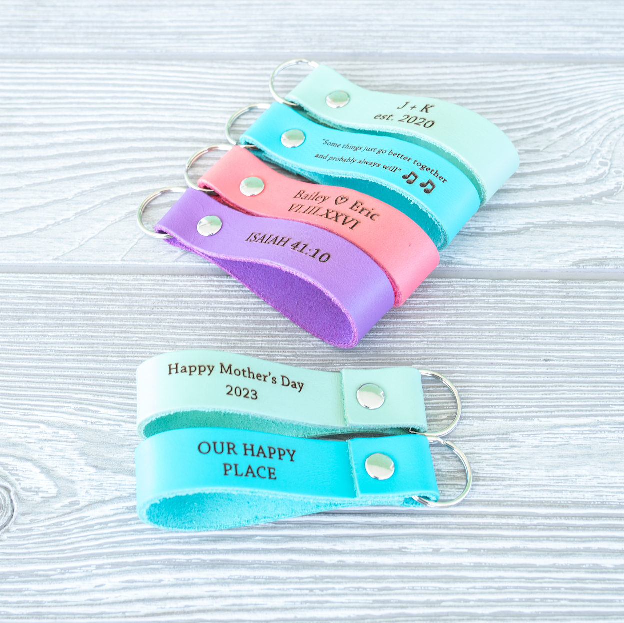 Personalized Leather Keychain - Pastel Edition