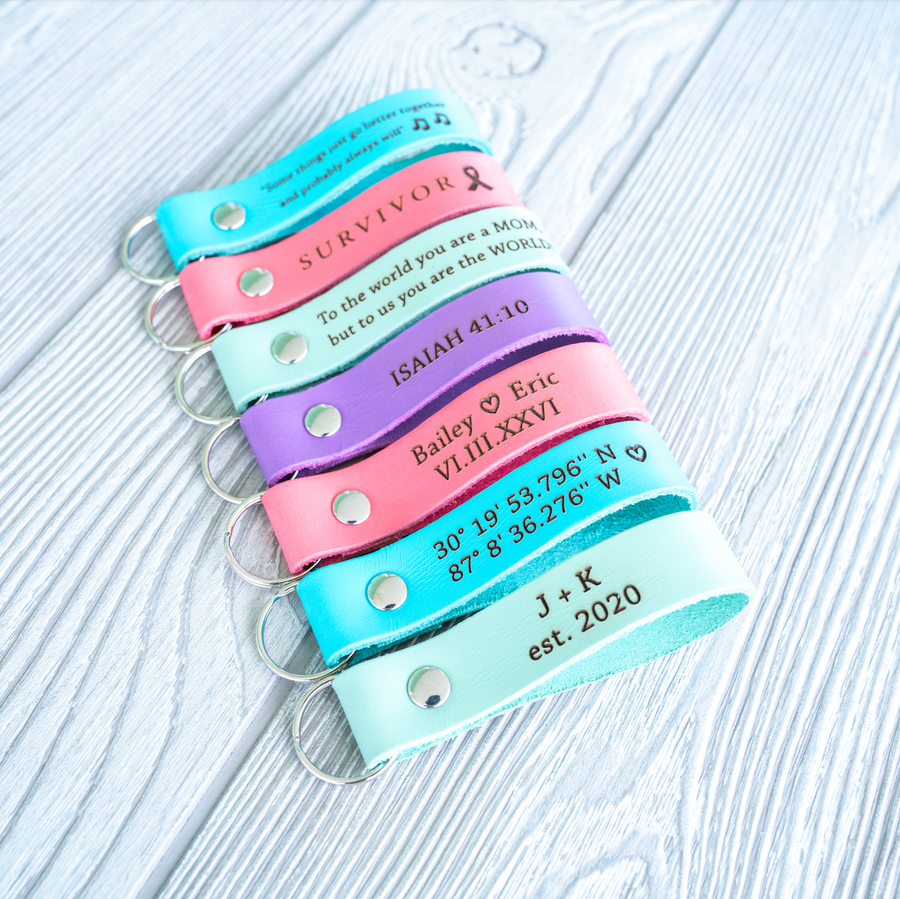 Personalized Leather Keychain - Pastel Edition
