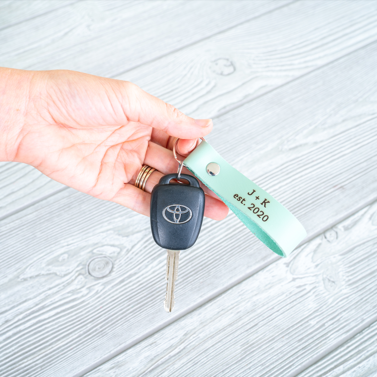 Personalized Leather Keychain - Pastel Edition